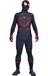 Miles Morales Civil War V2 Printed Spandex Lycra Bodysuit Sewn with Fake Leather