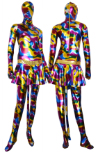 Multo-Color Shiny Metallic Zentai Suit with Skirt Multo-Color Shiny Metallic Zentai Suit with Skirt