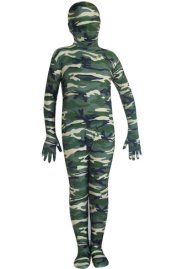 Navy and Green Camouflage Kids Zentai Suit