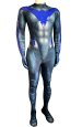 Nightwing Printed Spandex Lycra Costume with Blue PU and Muscle Padding