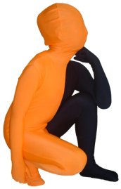 Orange and Black Split Kids Zentai Suit