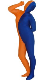 Orange and Royal Blue Split Kids Zentai Suit