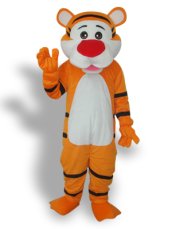 Orange Tiger Mascot Costume With Red Nose