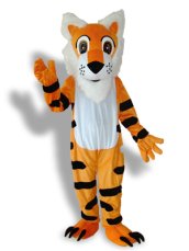 Orange Tiger Mascot Costume With White Long Moustache