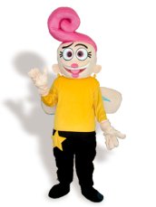 Pink,Black,White And Yellow Short-furry Mascot Costume