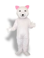 Pink Ear Polar Bear Mascot Costume