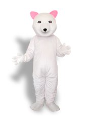 Pink Ear Polar Bear Mascot Costume