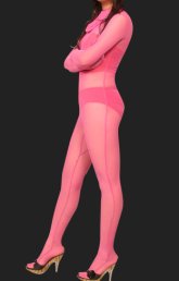 Pink Semi-Transparent Silk-Like Full Body Unisex Zentai Suit Pink Semi-Transparent Silk-Like Full Body Unisex Zentai Suit