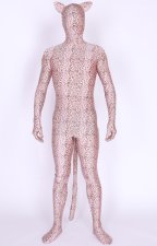 Pinky Leopard Lycra Spandex Zentai Suits With Ears And Tail