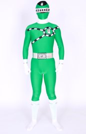 Power Ranger! Green And White Lycra Spandex Zentai Suits