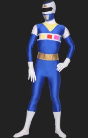 Power Ranger- In Space Blue and White Spandex Lycra Catsuit