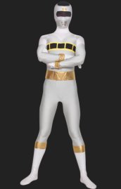 Power Ranger- In Space Gold and Light Grey Spandex Lycra Catsuit