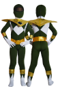 Power Ranger Kids Costume-Mighty Morphin Green and Gold Lycra Zentai Suit