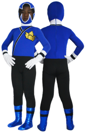 Power Ranger Kids Costume- Samurai Megazord Blue and Black Spandex Lycra Catsuit