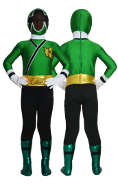 Power Ranger Kids Costume- Samurai Megazord Green and Black Spandex Lycra Catsuit