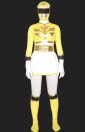 Power Ranger Megaforce Costume -Yellow and White Lycra Zentai Suit