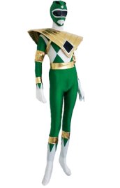Power Ranger-Mighty Morphin Green and Gold Lycra Zentai Suit 2