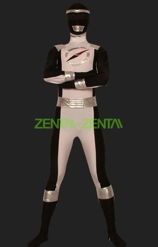 Power Ranger-Operation Overdrive Black and White Lycra Zentai Suit