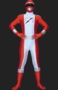 Power Ranger-Operation Overdrive Red and White Lycra Zentai Suit