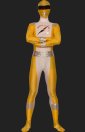 Power Ranger-Operation Overdrive Yellow and White Lycra Zentai Suit