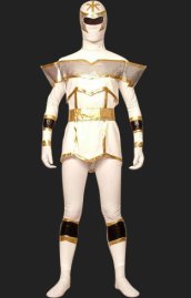Power Ranger- White and Golden Spandex Lycra Catsuit