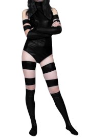 Psylocke X-Force Costume | Black Shiny Metallic Sexy Catsuit