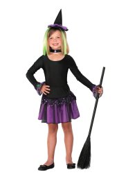 Purple and Black Cute Witch Halloween Costume for Kid