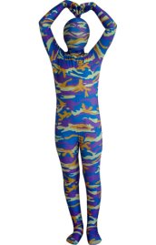 Purple and Blue Camouflage Kids Zentai Suit