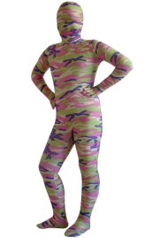 Purple and Light Green Camouflage Kids Zentai Suit