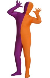 Purple and Orange Split Kids Zentai Suit