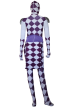Purple and White Super Hero Zentai with Cape and Build-in Muscle