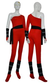 Red and Black Spandex Lycra One Shoulder Super Hero Costume