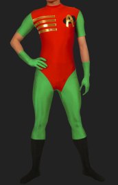 Red and Green Lycra Spandex Zentai Uniform