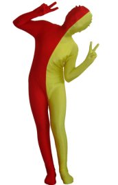 Red and Yellow Split Kids Zentai Suit