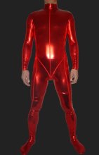 Red Shiny Full Body Suit | Shiny Metallic Full Body Zentai Suit with Top Stitching Red Shiny Full Body Suit | Shiny Metallic Full Body Zentai Suit with Top Stitching