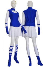 Royal Blue and White Super Hero Spandex Lycra Dress Set