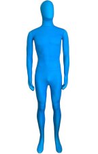 Semi-transparent Blue Stretchy Silk Lycra Full Bodysuit Semi-transparent Blue Stretchy Silk Lycra Full Bodysuit