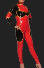 Sexy Black and Red PVC Jumpsuit