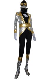 Silver and Black Shiny Metallic Power Ranger Costume