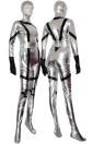 Silver and Black Shiny Metallic Super Hero Zentai Suit