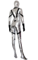 Silver and Black Shiny Metallic Super Hero Zentai Suit