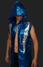 Silver and Blue Shiny Metallic Wrestling Hoodie Silver and Blue Shiny Metallic Wrestling Hoodie