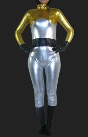 Silver and Gold Shin y Metallic Super Hero Catsuit