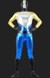 Silver, Gold and Blue Shiny Metallic Full Body Suit/ Zentai Suit