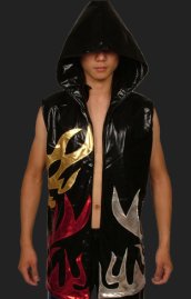 Silver,Red and Black Shiny Metallic Wrestling Hoodie