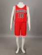 SLAM DUNK- Kaede Rukawa 1G-Shohoku Middle School Basketball Uniform –Red No. 10