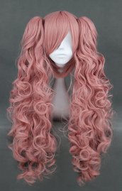 Smoke-pinky Long Double-polytail Curly-Cosplay Wig!VOCALOID! Luka's Cosplay Wig!