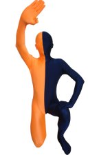 Split Zentai | Orange and Navy Spandex Lycra Zentai Suit Split Zentai | Orange and Navy Spandex Lycra Zentai Suit