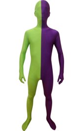 Split Zentai | Purple and Springgreen Spandex Lycra Zentai Suit