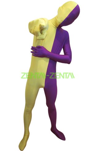 Split Zentai | Purple and Yellow Spandex Lycra Zentai Suit